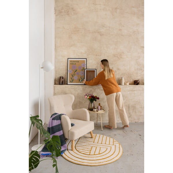 Luisa fehér-sárga szőnyeg, ø 110 cm - Nattiot-image-2