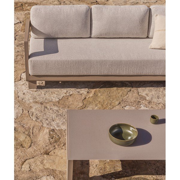 Bézs-szürkésbarna alumínium háromszemélyes kerti lounge szett Nerano – Kave Home-image-4