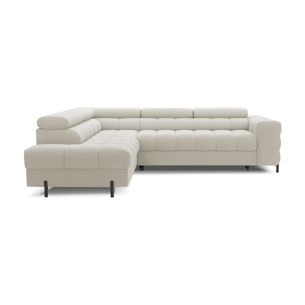 Krémszínű buklé kinyitható-tárolóhelyes sarokkanapé (bal oldali-L alakú) Ferucce – ELTAP-image-2