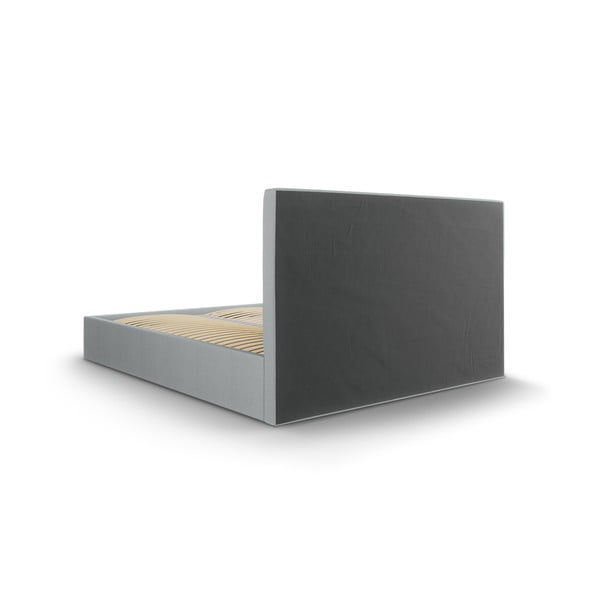 Szürke kárpitozott franciaágy tárolóhellyel ágyráccsal 180x200 cm Juniper – Mazzini Beds-image-4