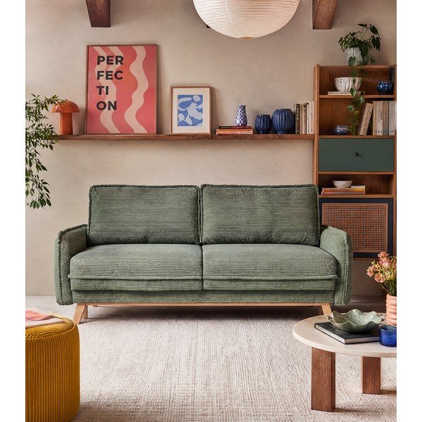 Világoszöld kordbársony kinyitható kanapé 218 cm Tori – Bonami Selection-image-3