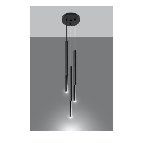 Fekete-ezüstszínű fém függőlámpa ø 20 cm Asarot – Sollux-image-2