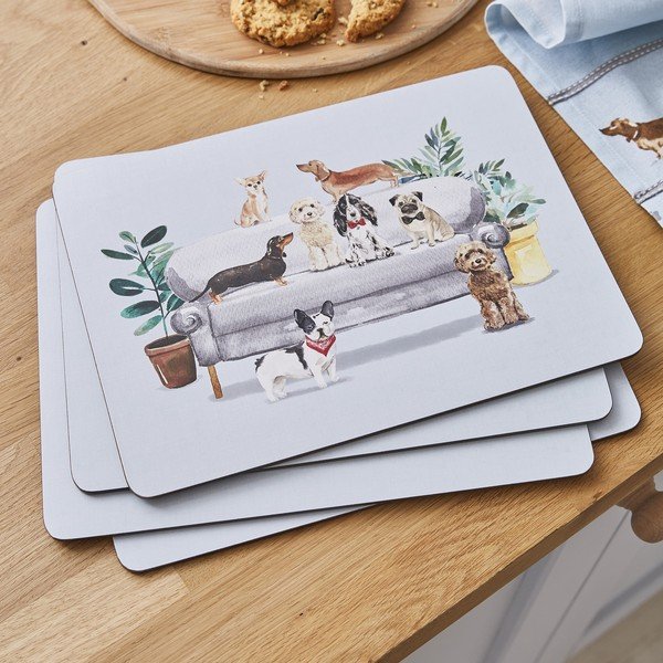 Tányéralátét és poháralátét szett 8 db-os Curious Dogs – Cooksmart ®-image-1