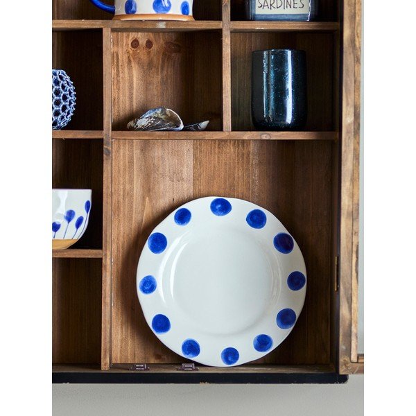 Fehér-kék desszertes kőedény tányér készlet 3 db-os ø 22 cm Linora – Bloomingville-image-4