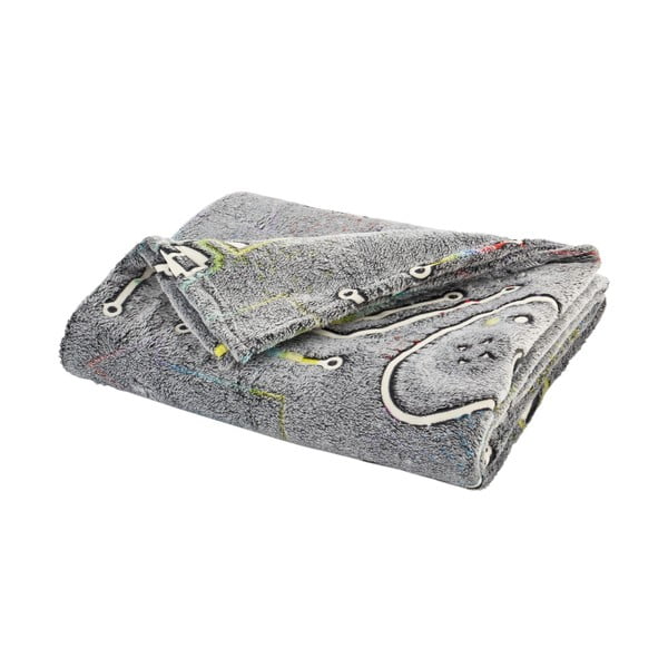 Szürke mikroplüss gyerek takaró világító hatással 130x170 cm Game Over – Catherine Lansfield-image-2