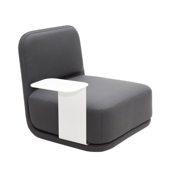 Standby Medium + Side Table sötétszürke fotel fehér fém kisasztallal - Softline-image-2