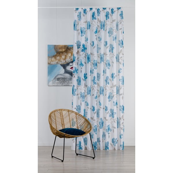 Fehér-kék átlátszó függöny 300x260 cm Mariola – Mendola Fabrics