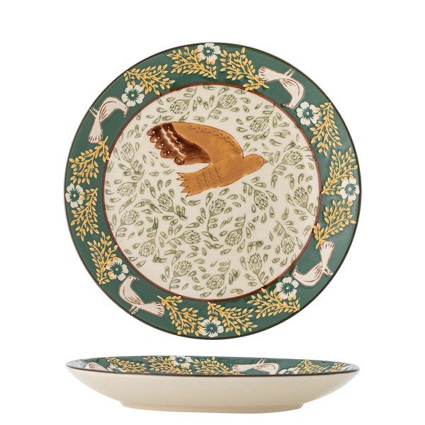 Zöld desszertes kőedény tányér ø 16 cm Hezha – Bloomingville-image-3