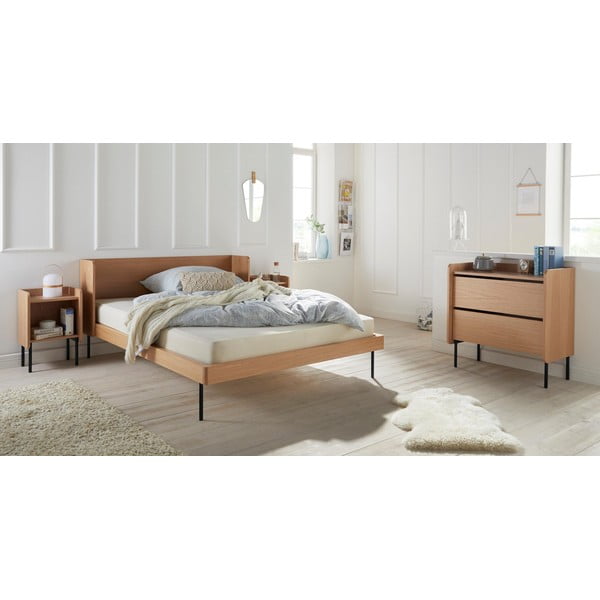 Natúr színű magas komód tölgyfa dekorral 80x82 cm Wrap – Bonami Selection-image-1