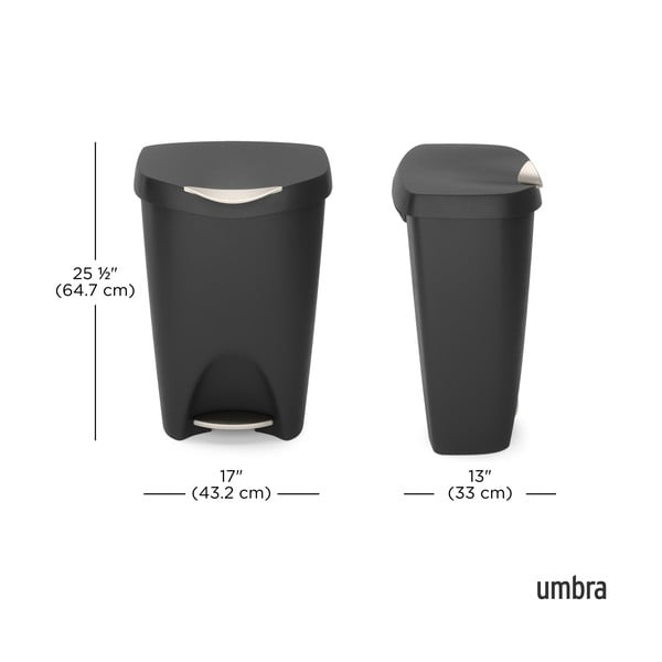 Fekete műanyag pedálos szemetes 50 l Brim – Umbra-image-3
