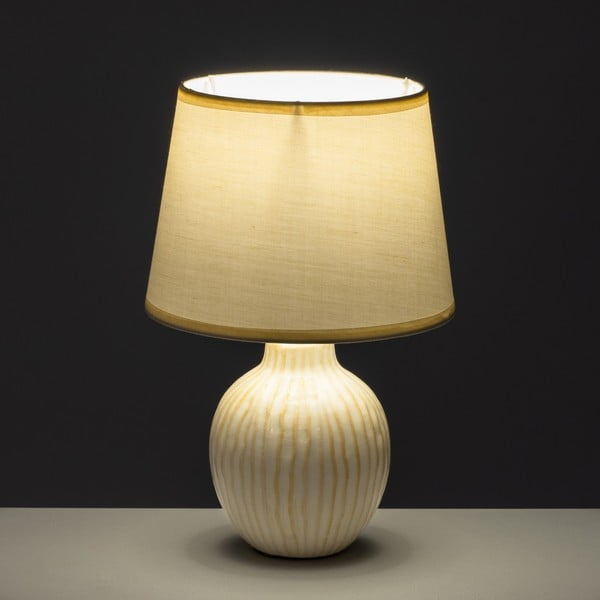Krémszínű kerámia asztali lámpa textil búrával (magasság 28 cm) – Casa Selección-image-1