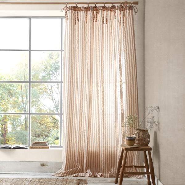 Terrakotta színű fényáteresztő függöny 140x183 cm Zanzibar Stripe – Pineapple Elephant-image-1