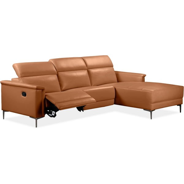 Barna bőrutánzat sarokkanapé (jobb oldali) Lund – Støraa-image-1