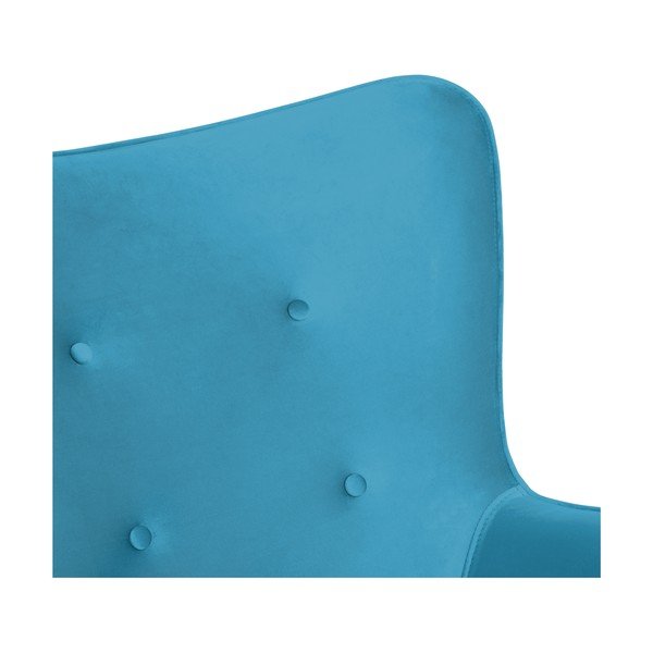 Cora Velvet akvamarin-kék fotel és lábtartó, természetes lábszerkezet - Vivonita-image-4