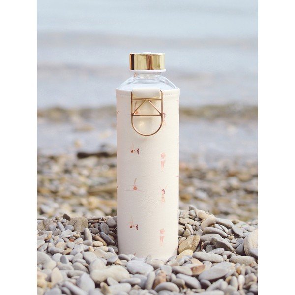 Bézs ivópalack boroszilikát üvegből, műbőr tartóval 750 ml Mismatch Playa - Equa-image-1