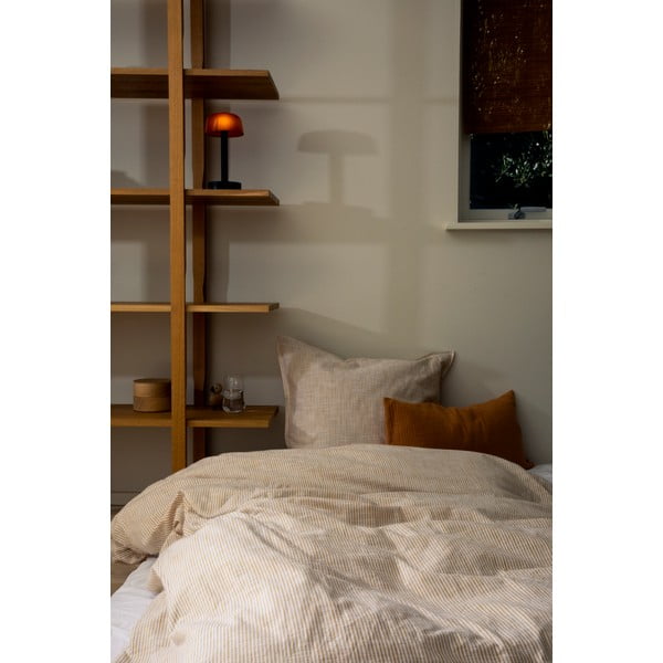 Okkersárga-fehér egyszemélyes-hosszabbított bio pamut ágyneműhuzat 140x220 cm Monochrome Lines – JUNA-image-2
