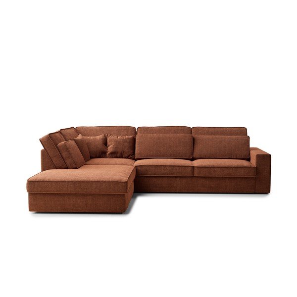 Rézszínű zsenília sarokkanapé (bal oldali-L alakú) Kirou – Maison de Rêve