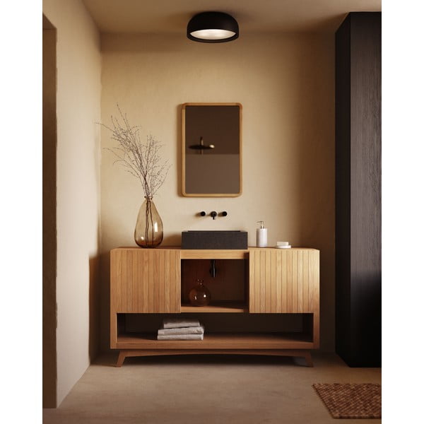 Natúr színű alacsony teakfa mosdó alatti szekrény 140x80 cm Kuveni – Kave Home-image-3