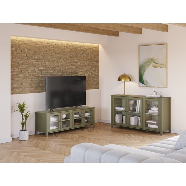 Zöld borovi fenyő TV-állvány 150x50x40 cm Alessandra – Marckeric-image-4