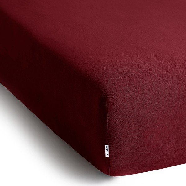 Borvörös gumis jersey lepedő 90x200 cm Amber – Restilo-image-2