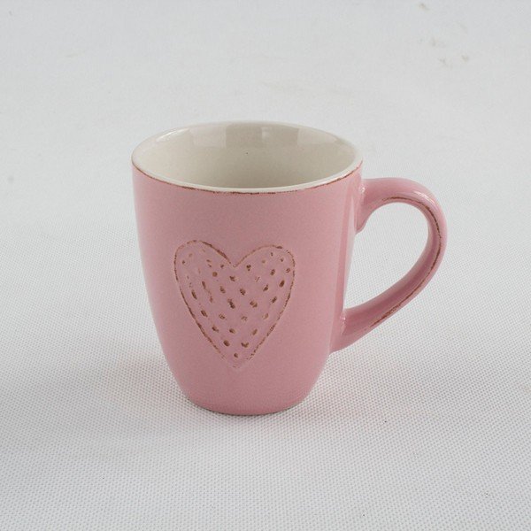 Dots Heart rózsaszín kerámia bögre, 300 ml - Dakls