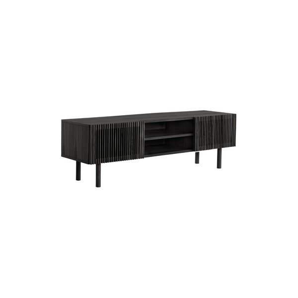 Fekete TV-állvány kőrisfa dekorral 160x50x43 cm Sion – Jotex