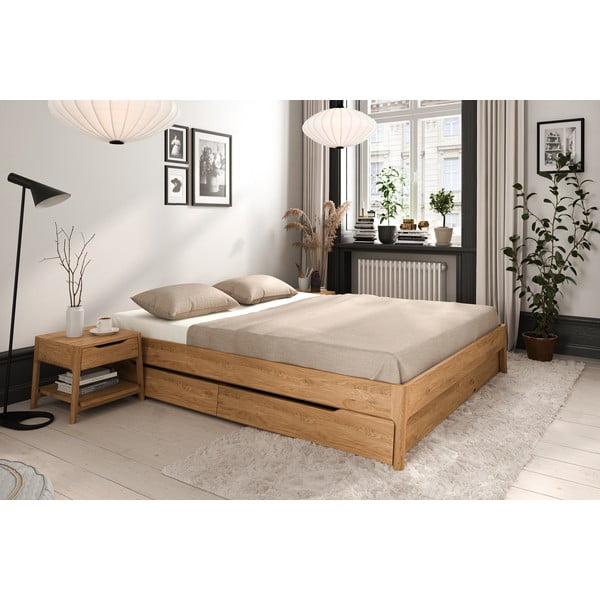 Natúr színű tölgyfa franciaágy 140x200 cm Twig – The Beds-image-3