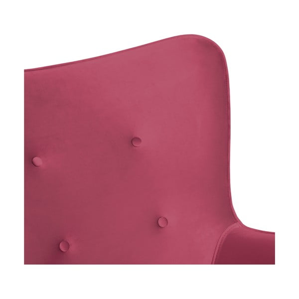 Cora Velvet rózsaszín fotel és lábtartó, fekete lábszerkezet - Vivonita-image-4