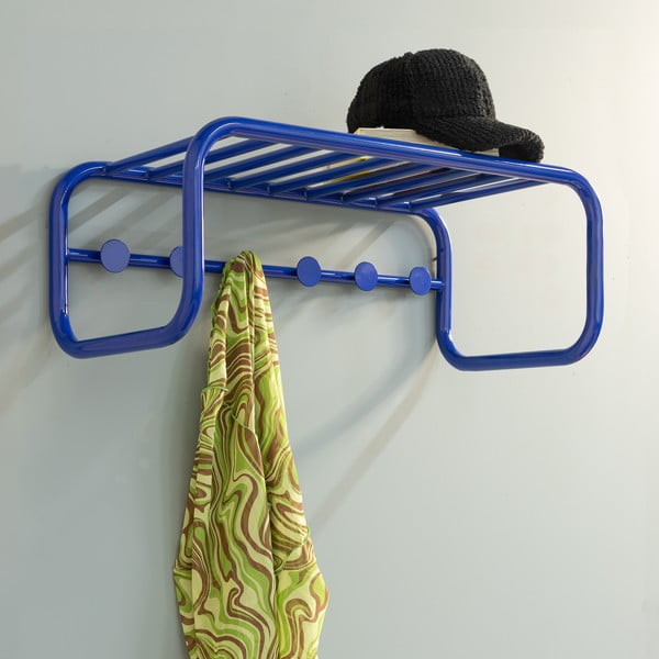 Kék fém fali fogas polccal 72 cm Retro – Spinder Design-image-1