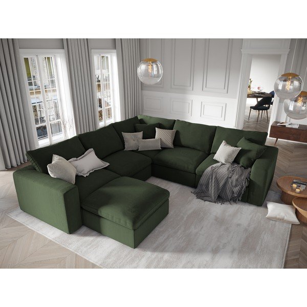 Galaxy sötétzöld kétoldalas sarokrész moduláris kordbársony kanapéhoz - Windsor & Co Sofas-image-4