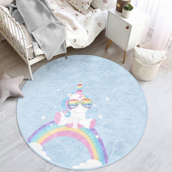 Világoskék gyerek szőnyeg ø 80 cm Comfort – Mila Home-image-1