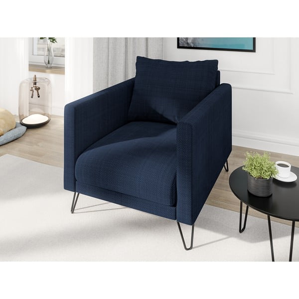 Sötétkék zsenília fotel Freya – Ropez-image-3