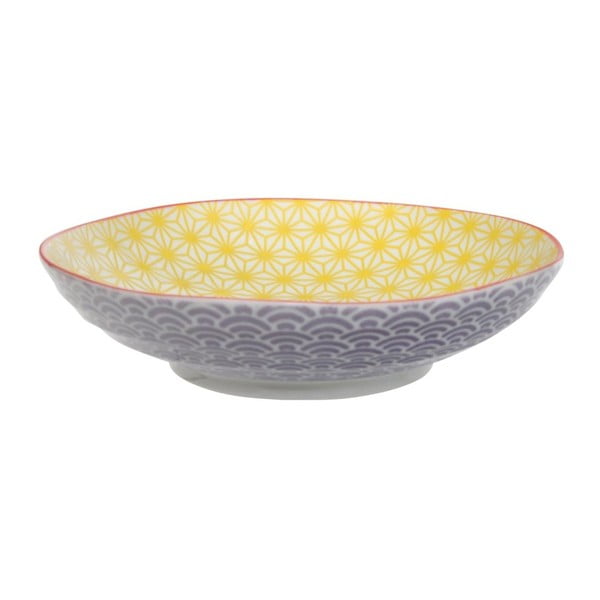 Star/Wave lila-sárga porcelán tányér tésztához - Tokyo Design Studio