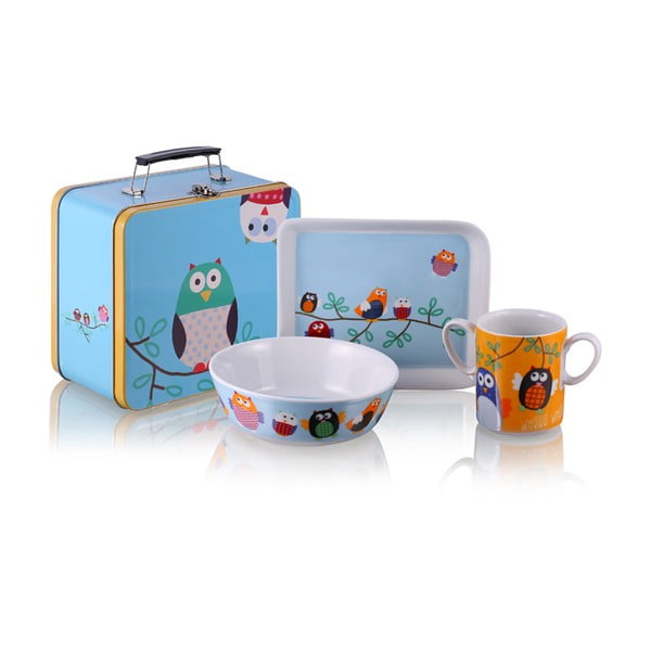 Owls gyerek reggelizőszett bőröndben - Silly Design