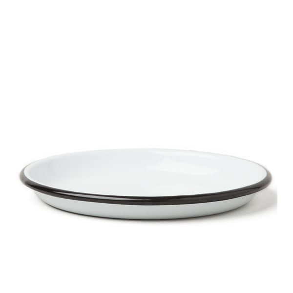 Nagyméretű zománcozott tálaló tányér fekete szegéllyel, ø 14 cm - Falcon Enamelware