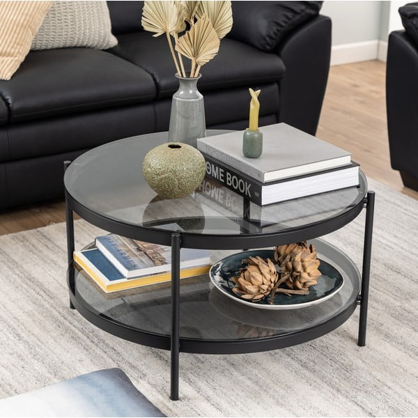 Kerek dohányzóasztal üveg asztallappal ø 79 cm Bayonne - Actona-image-1