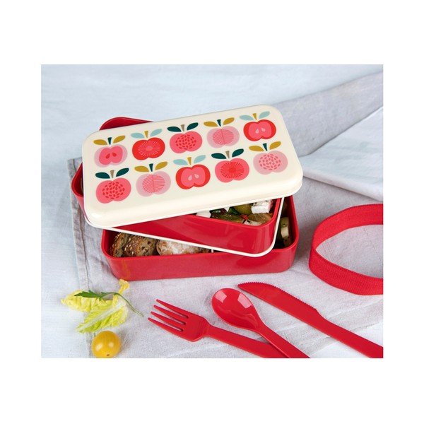 Uzsonnás doboz 2 db-os-evőeszközzel Vintage Apple – Rex London-image-1