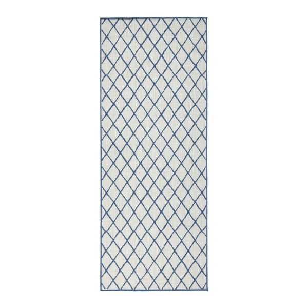 Malaga kék-krémszínű kültéri szőnyeg, 80 x 250 cm - NORTHRUGS