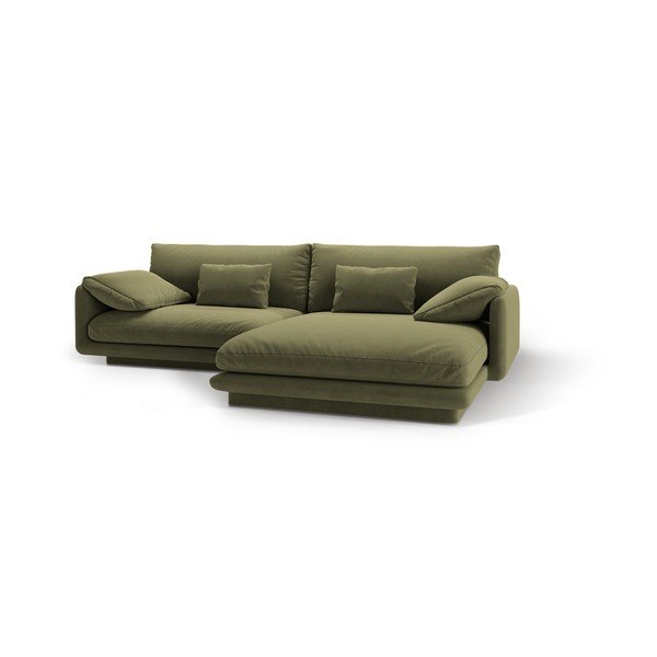 Világoszöld bársony sarokkanapé (jobb oldali-heverő résszel) Torino – Micadoni -image-1