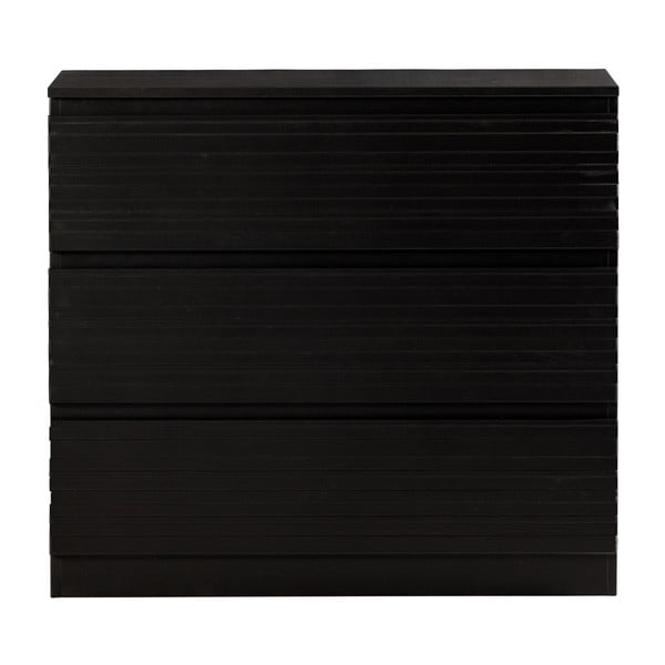 Fekete alacsony borovi fenyő komód 83x75 cm Jente – WOOOD