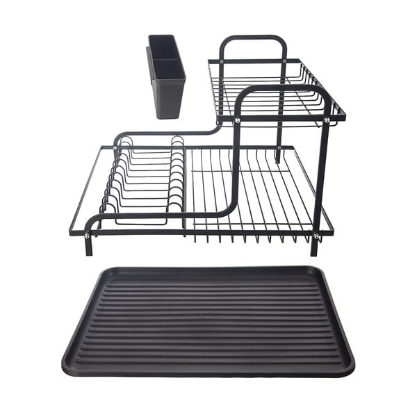 Fekete fém kétszintes edényszárító 42,5x32 cm Radka – Orion-image-4