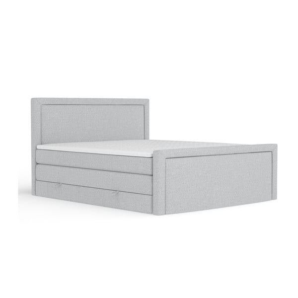 Világosszürke ágyneműtartós boxspring ágy 180x200 cm Lavenda – Maison de Rêve