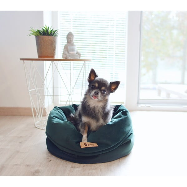 Sötétzöld bársony fekhely ø 40 cm Basket Royal - Petsy-image-2