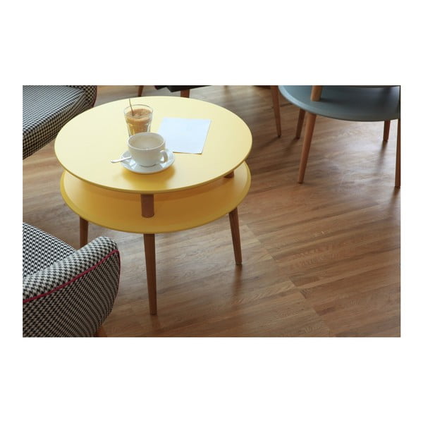 UFO grafitszürke dohányzóasztal natúr lábakkal, ⌀ 70 cm - Ragaba-image-3