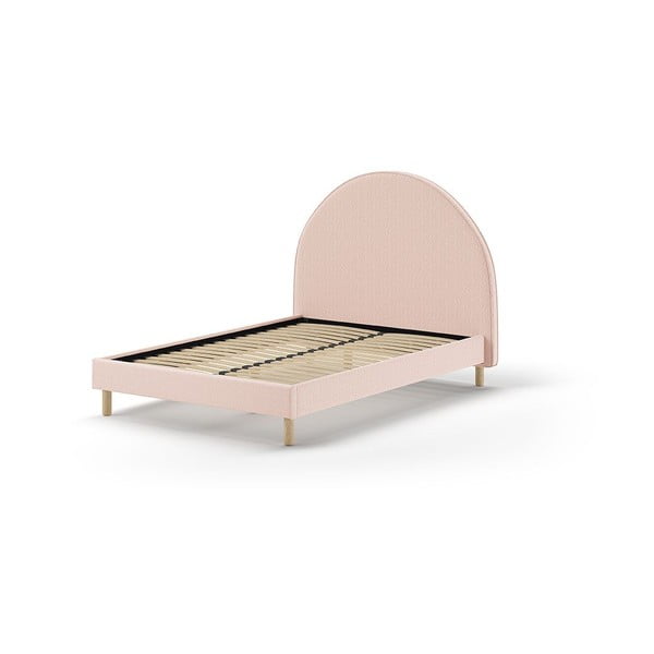 Rózsaszín kárpitozott egyszemélyes ágy ágyráccsal 140x200 cm MOON – Vipack-image-2