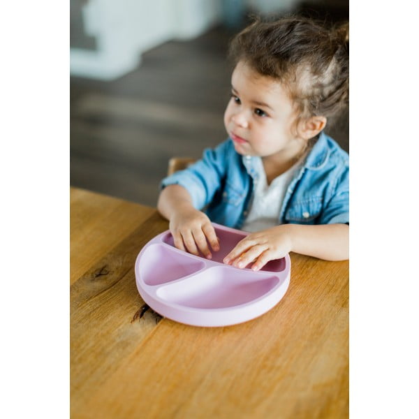 Világos rózsaszín szilikon gyerek tányér 19x20,5 cm – Kindsgut-image-1