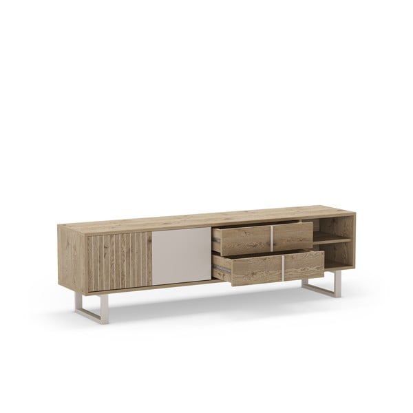 Szürke-natúr színű TV-állvány tölgyfa dekorral 180x51,5 cm Millay – Marckeric-image-4