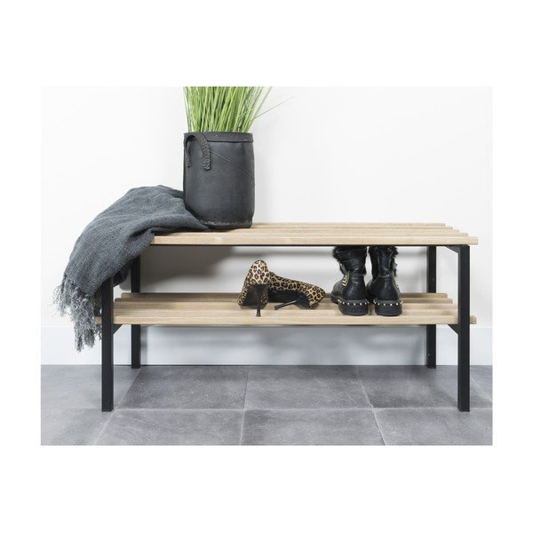 Fekete-natúr színű fém cipőtartó 100x45x34 cm Rizzoli – Spinder Design-image-3