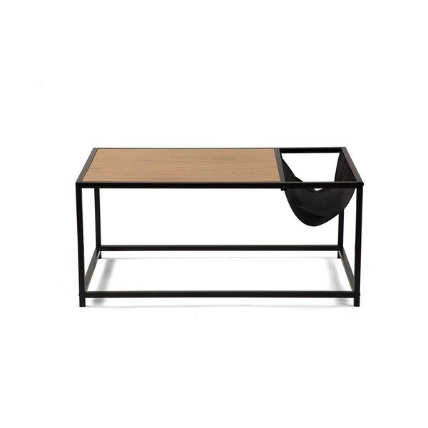 Fekete-natúr színű dohányzóasztal tölgyfa dekorral 60x99 cm Bayen – Bonami Essentials