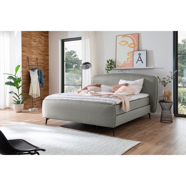 Világosszürke boxspring ágy 180x200 cm Imola – Meise Möbel-image-1